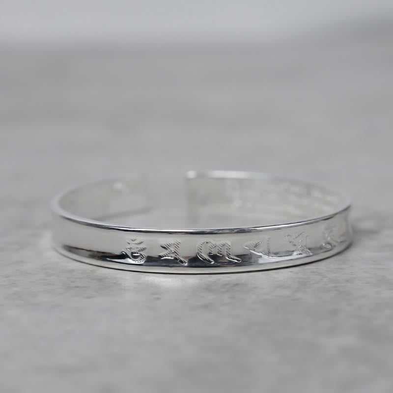 Buddha Stones Tibetan Mantra White Copper Bracelet - 4.72 IN(12MM) - Mantra Transparent Engraving - image 5