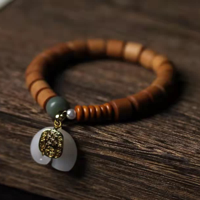 Buddha Stones Sandalwood Jade Elephant Protection Bracelet - image 7