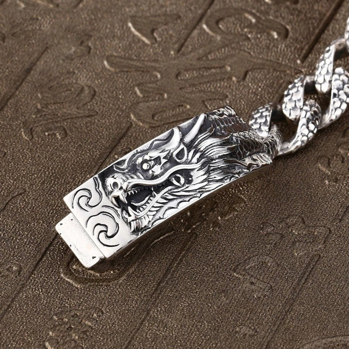 Buddha Stones Retro Dragon Scale Pattern Engraved Protection Bracelet - image 5