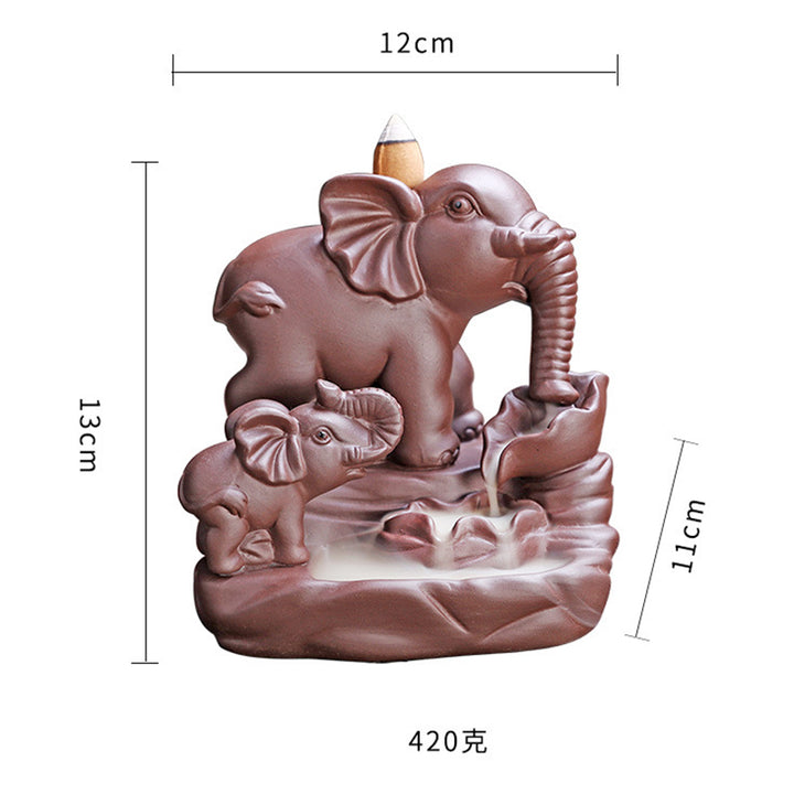 Tibetan Elephant Purple Clay Backflow Smoke Fountain Protection Incense Burner Decoration - image 8