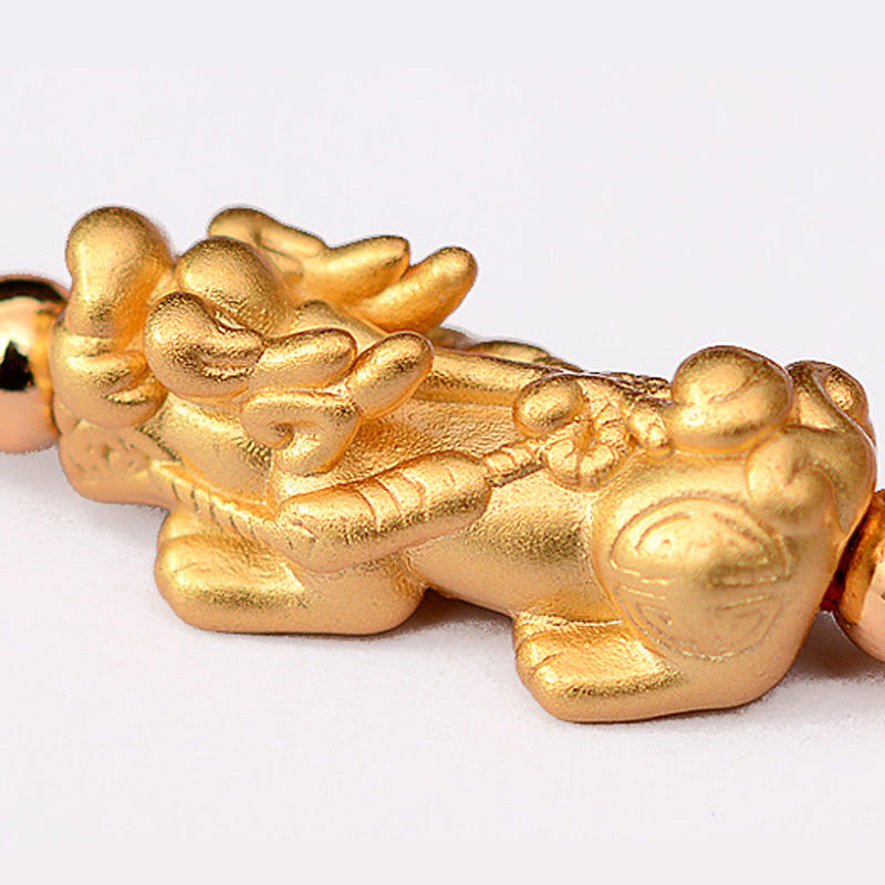 Buddha Stones 24K Gold-Plated PiXiu Luck Red String Bracelet - image 6