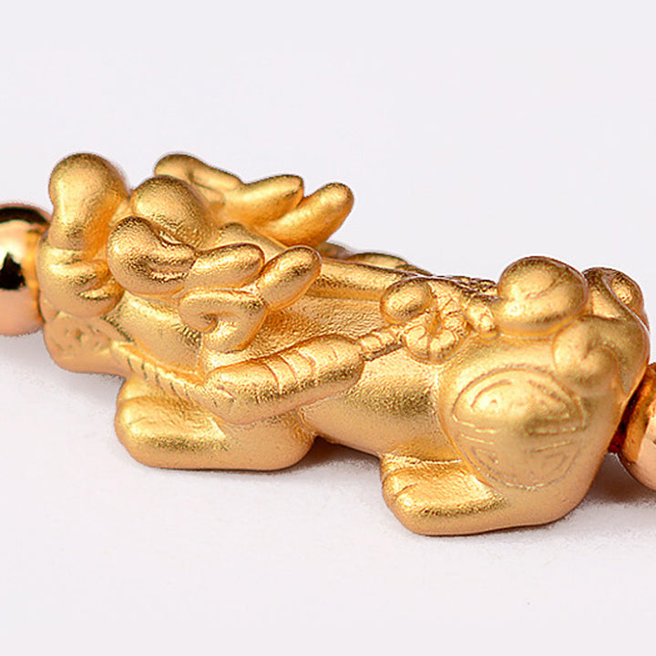 Buddha Stones 24K Gold-Plated PiXiu Luck Red String Bracelet - image 6