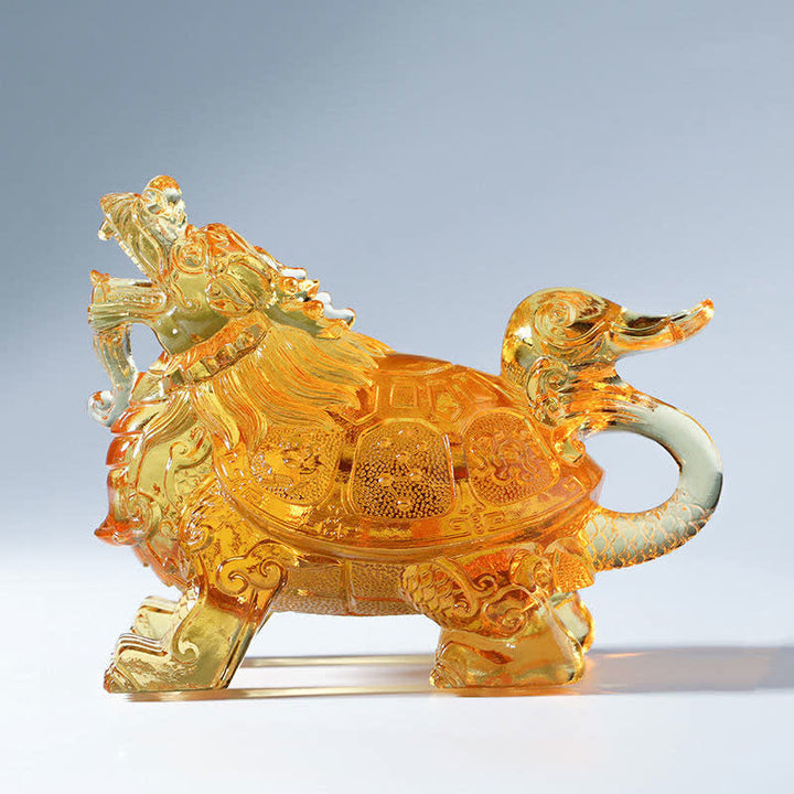 Buddha Stones Feng Shui Dragon Turtle Handmade Liuli Crystal Art Piece Home Office Decoration - image 11