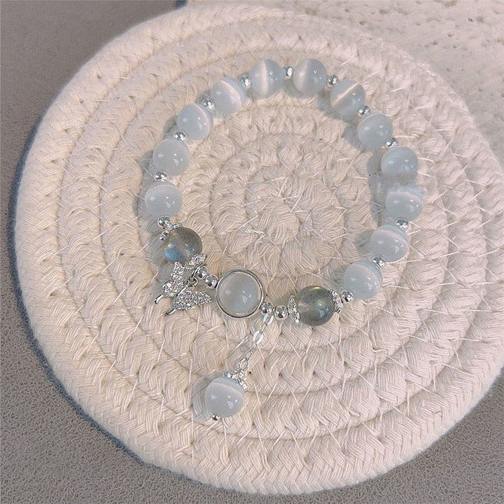 Buddha Stones Cat's Eye Moonstone Butterfly Star Charm Support Bracelet - image 4