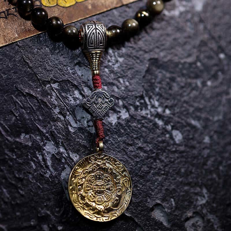 Buddha Stones 108 Mala Beads Gold Sheen Obsidian Tiger Eye Eagle's Eye Stone Wealth Bracelet - image 20