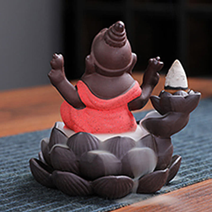 Ganesh Elephant Purple Clay Backflow Smoke Fountain Protection Incense Burner - image 10