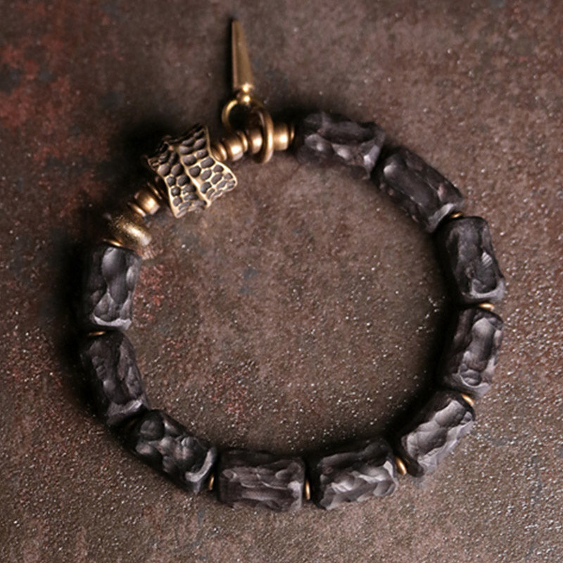 Buddha Stones Ebony Wood Copper Balance Protection Couple Bracelet - image 4