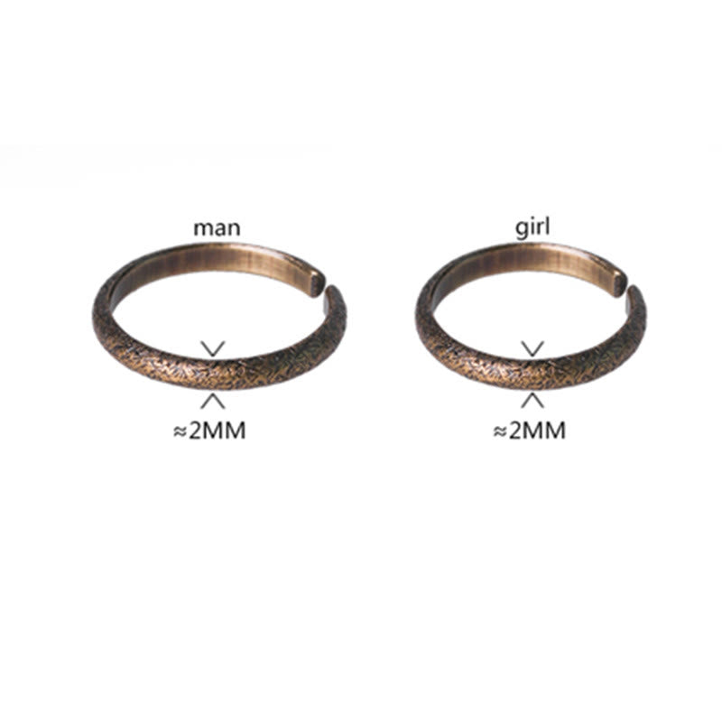 Buddha Stones Tibetan Vintage Texture Design Copper Luck Couple Ring - image 13