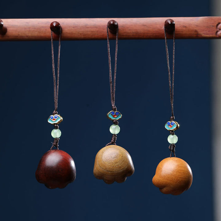 Buddha Stones Sandalwood Small Leaf Red Sandalwood Green Sandalwood Lucky Cat Paw Claw Om Mani Padme Hum Protection Phone Hanging Decoration - image 1