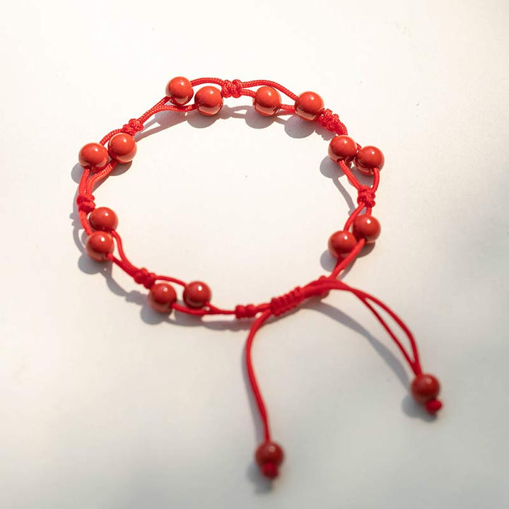 Buddha Stones Red Agate Moss Agate Cinnabar Calm Bracelet - Cinnabar&Red String - image 26