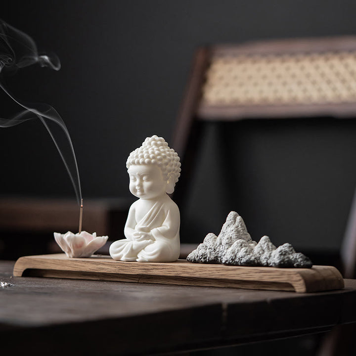 Buddha Stones Lotus Flower Tathagata Kwan Yin Avalokitesvara Ksitigarbha Meditation Ceramic Stick Incense Burner Decoration - Tathagata - image 0