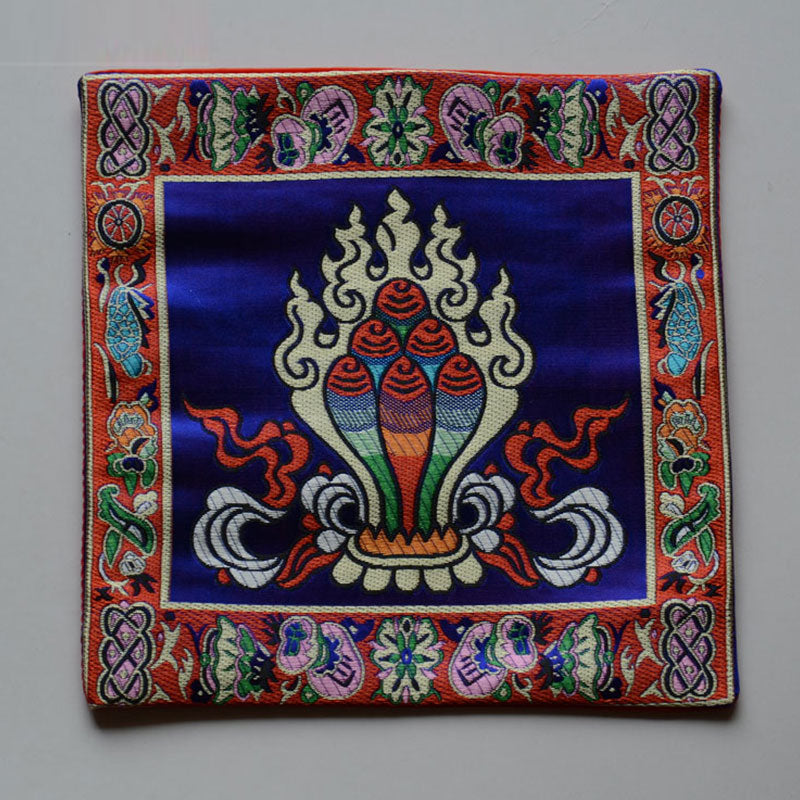 Buddha Stones Prayer Altar Mat Healing Meditation Vajra Auspicious Symbols - The Chintamani Jewel - Blue - image 9