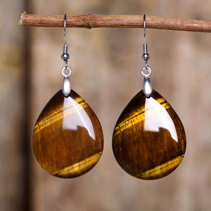 Buddha Stones Natural Aventurine Dangle Healing Drop Earrings - Tiger Eye - image 10