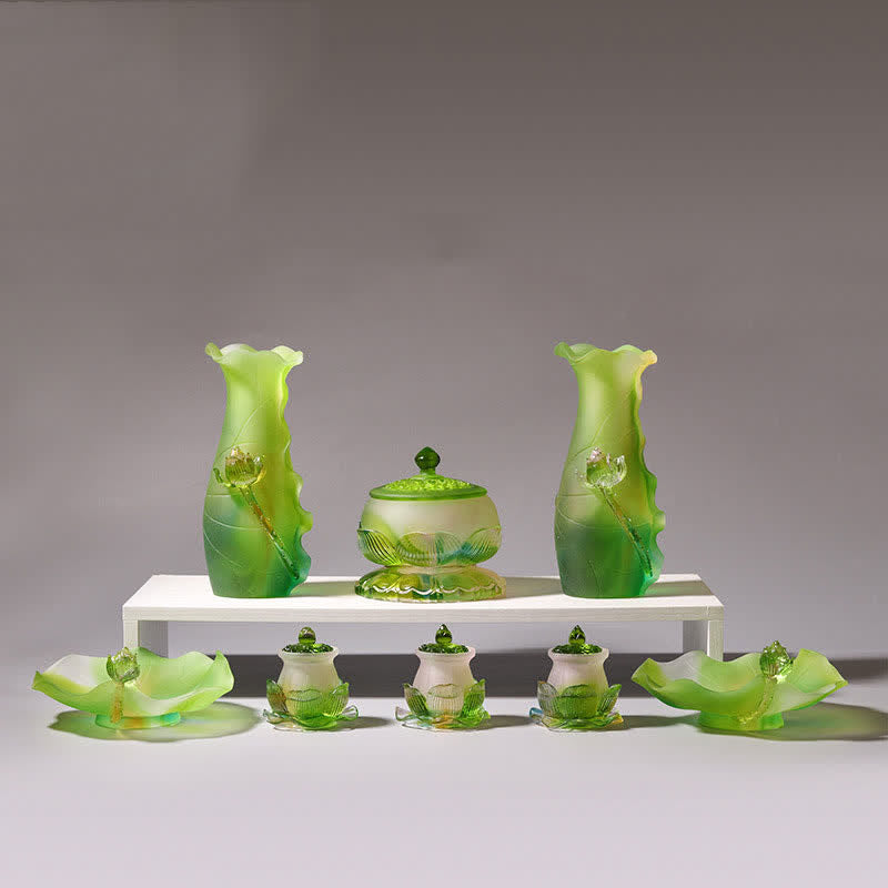 Buddha Stones Feng Shui Lotus Handmade Liuli Crystal Art Piece Home Office Offering Decoration - image 18