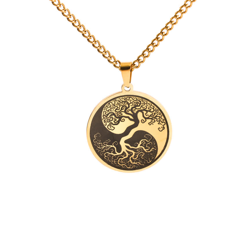 Buddha Stones The Tree of Life Titanium Steel Connection Necklace Pendant - Gold - image 6
