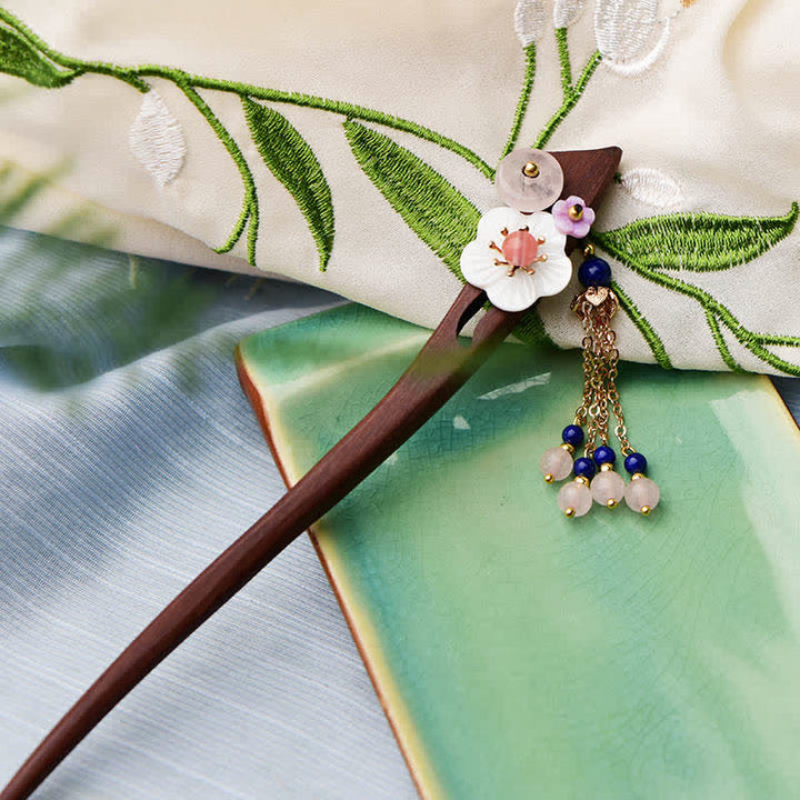 Red Sandalwood Pink Crystal Charm Healing Hairpin Decorations - image 2