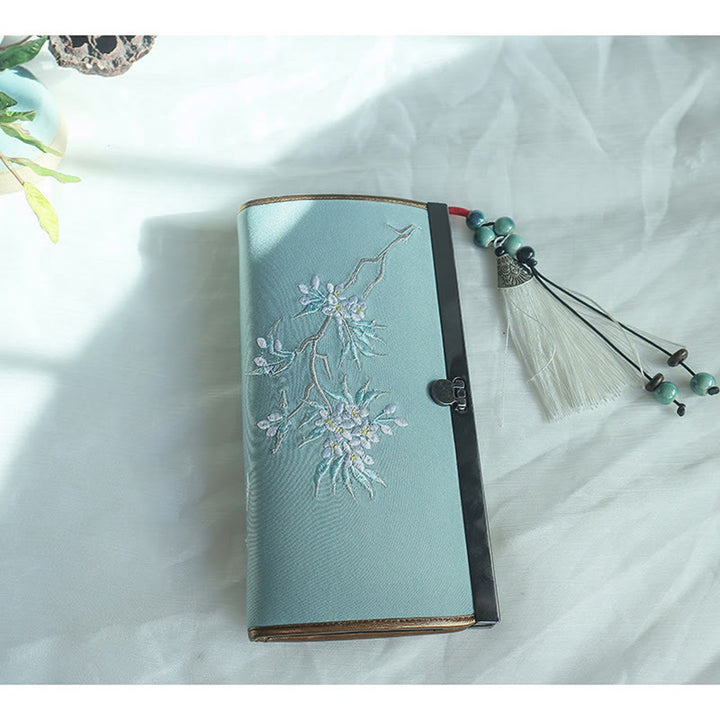 Buddha Stones Flower Plum Peach Blossom Bamboo Double-sided Embroidery Large Capacity Cash Holder Wallet Shopping Purse - image 15
