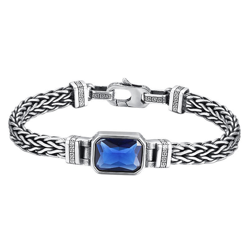 Buddha Stones Retro Blue Acrylic Dragon Keel Braided Design Healing Wealth Buckle Bracelet - image 13