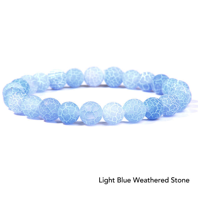 Natural Agate Stone Crystal Balance Beaded Bracelet - Light Blue Weathered Stone - image 60