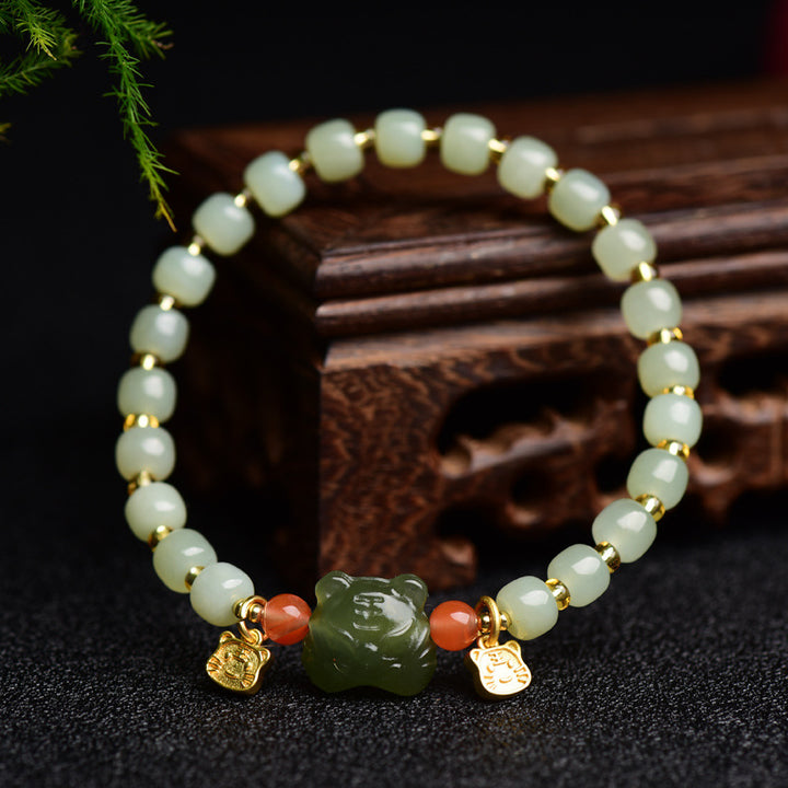 Buddha Stones Chinese Zodiac Lucky Tiger Jade Abundance Bracelet - Jade (Prosperity ♥ Abundance) - image 0