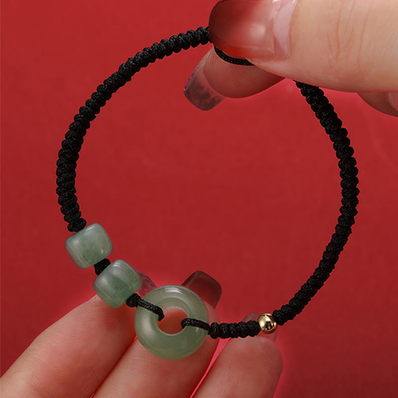 Buddha Stones 2Pcs Green Aventurine White Jade Peace Buckle Luck Braided Couple Bracelet - image 10