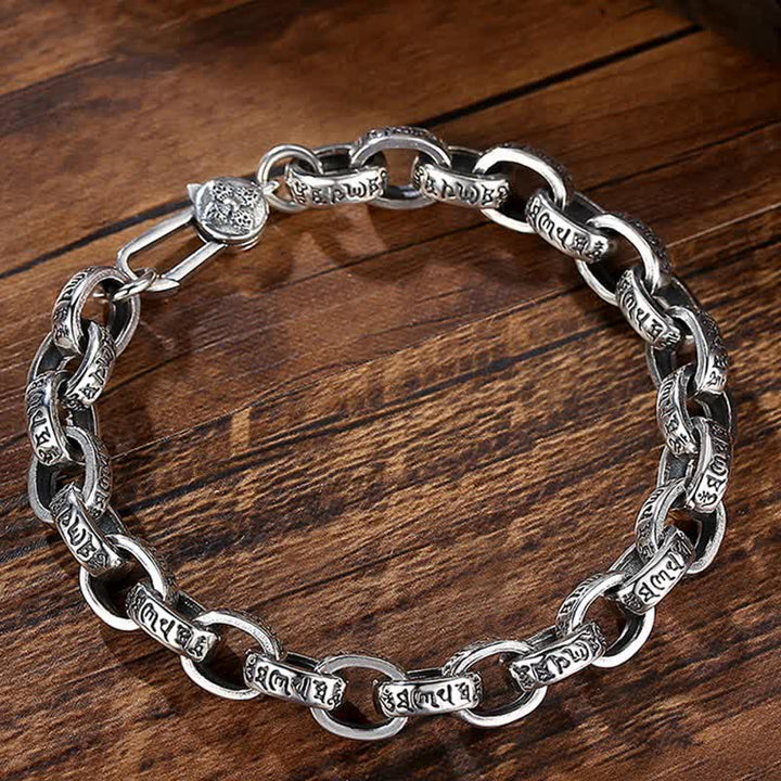 Buddha Stones 925 Sterling Silver Om Mani Padme Hum Engraved Peace Bracelet Bangle - image 1