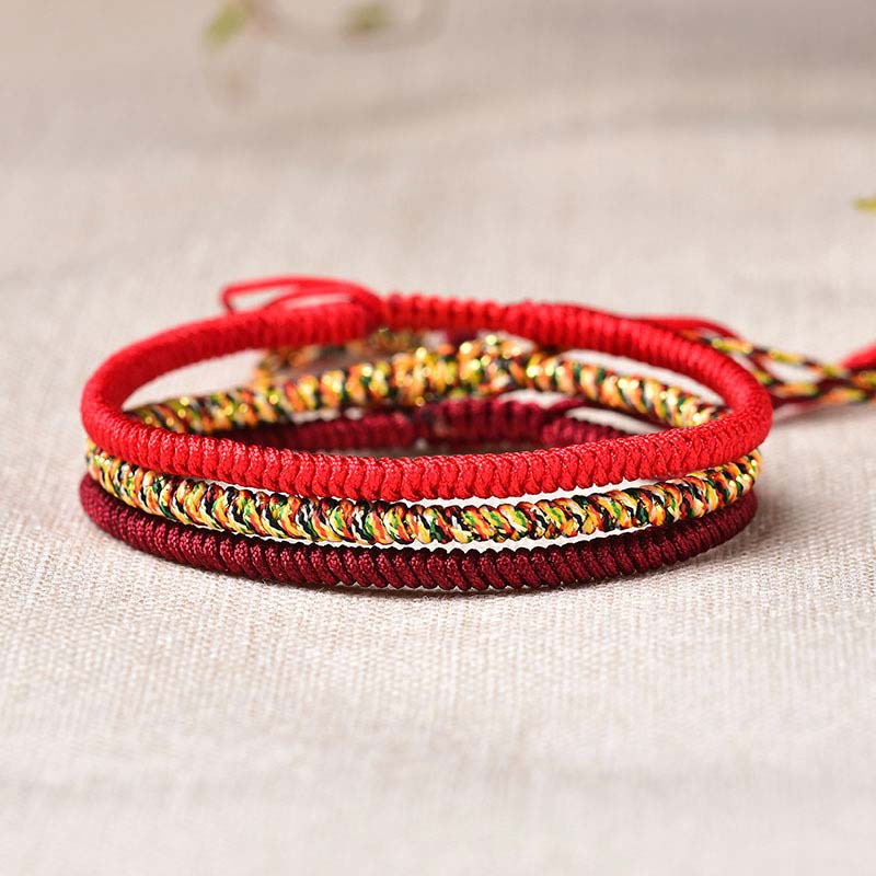 Buddha Stones Tibetan Lucky 3 Combination Sets Red String Bracelet - image 0
