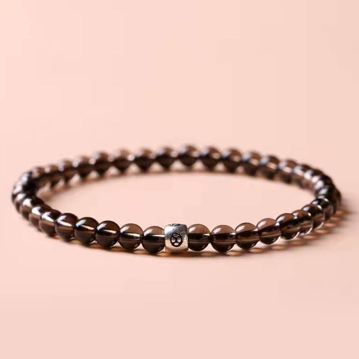 Buddha Stones Natural Black Obsidian Smoky Quartz Purification Strength Bracelet - 6mm - Smoky Quartz - 17-19cm - image 13