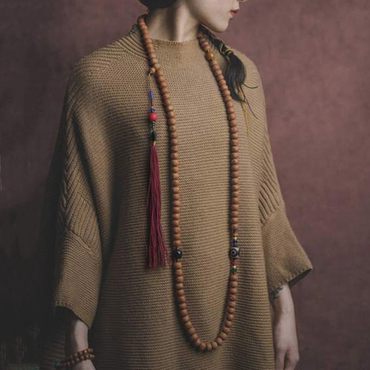 Buddha Stones 108 Mala Beads Bodhi Seed Dzi Bead Peace Tassel Bracelet - image 3