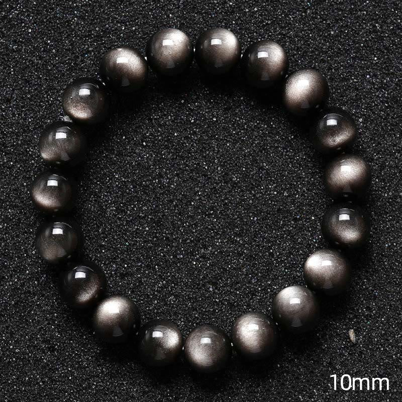 Buddha Stones Natural Silver Sheen Obsidian Soothing Protection Bracelet - 10mm - image 6