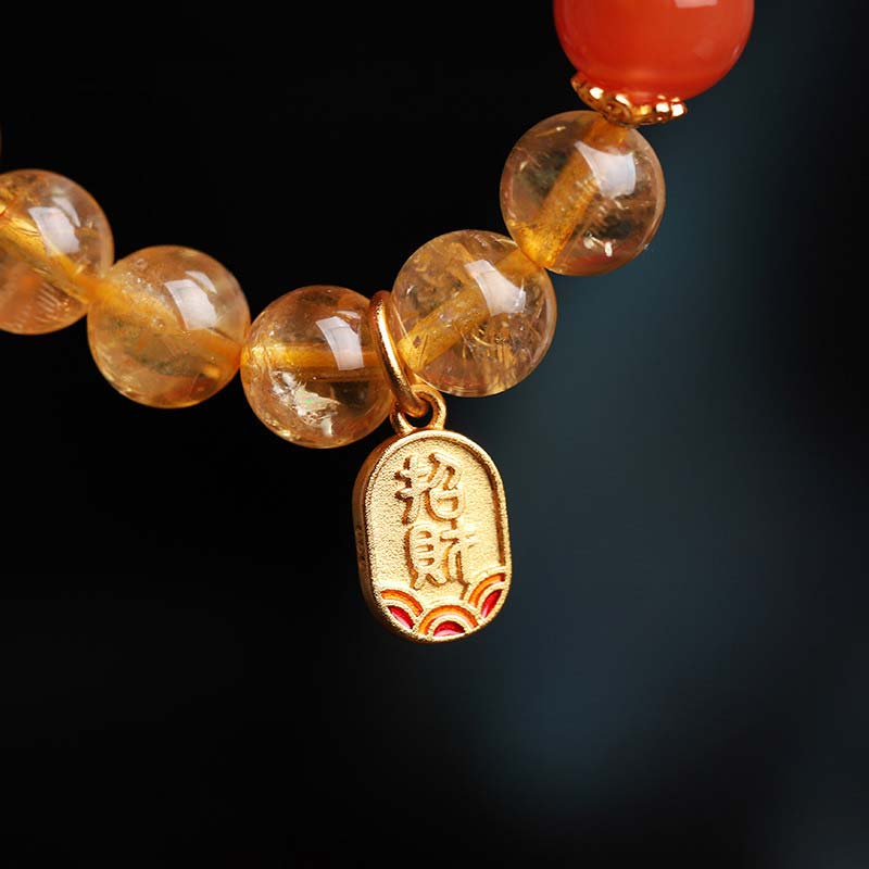 Buddha Stones Citrine Red Agate Fortune Charm Bracelet - image 9