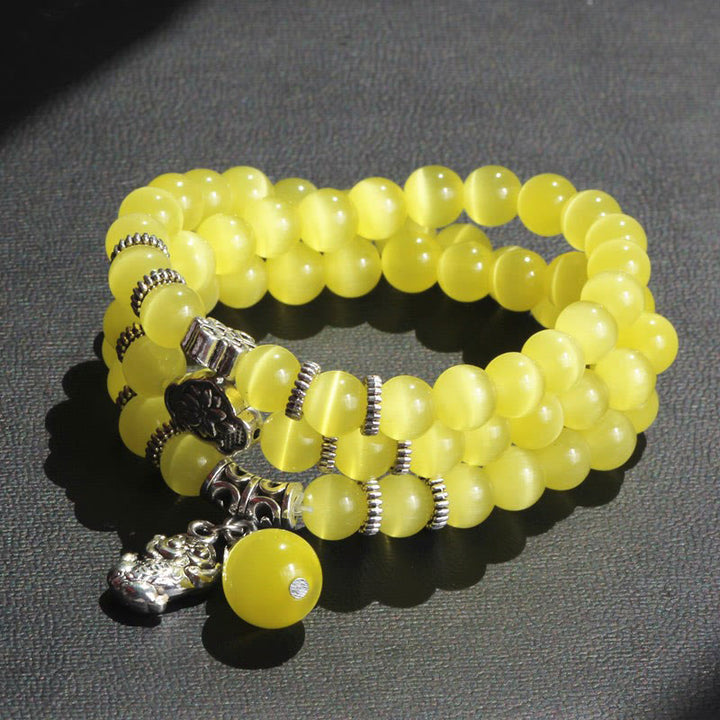 Buddha Stones Cat Eye PiXiu Support Triple Wrap Bracelet - image 13