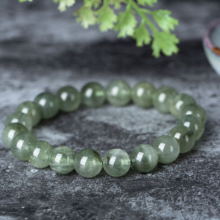 Buddha Stones Natural Green Crystal Blessing Wealth Bracelet - Light Green - 10mm - image 0