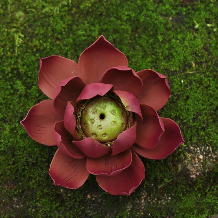 Buddha Stones Tibetan Lotus Positive Peace Incense Burner Decoration - image 2