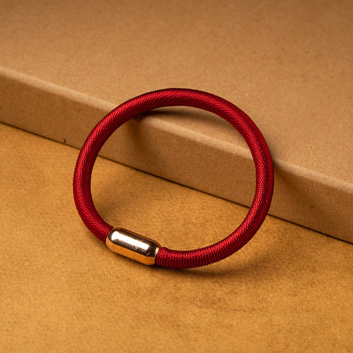 Buddha Stones Tibetan Handmade King Kong Knot Protection Magnetic Buckle Braided Bracelet - Red Rope Simple Design - 19cm-21cm - image 15