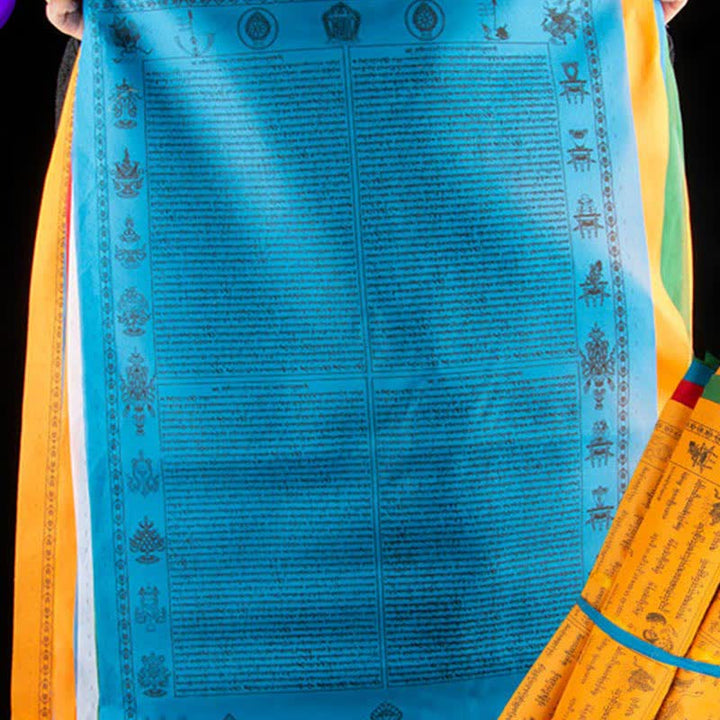 Buddha Stones Tibetan 5 Colors Windhorse Happiness Auspicious Outdoor Prayer Flag - 12m - image 0