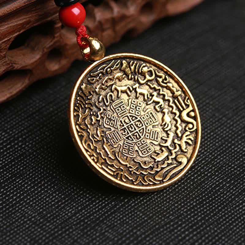 Buddha Stones Tibet Om Mani Padme Hum Prayer Wheel Nine Palace Eight Trigrams Copper Car Hanging Decoration - image 13