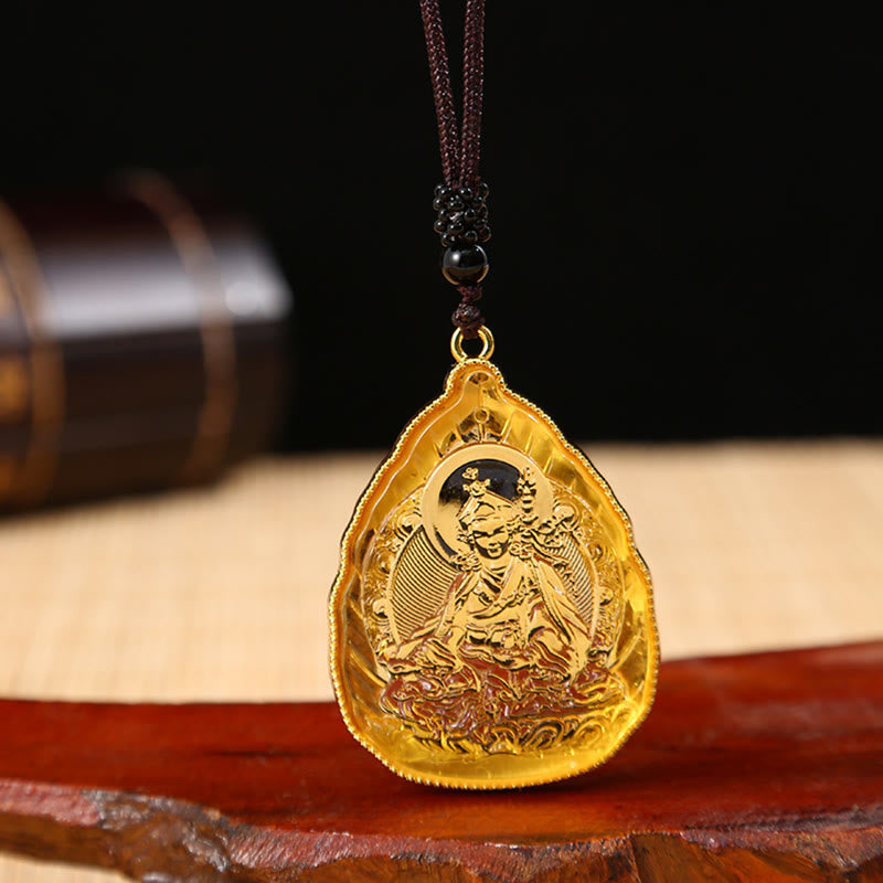 Buddha Stones Tibetan Buddha Liuli Crystal Serenity Necklace Pendant - Yellow Buddha - image 6