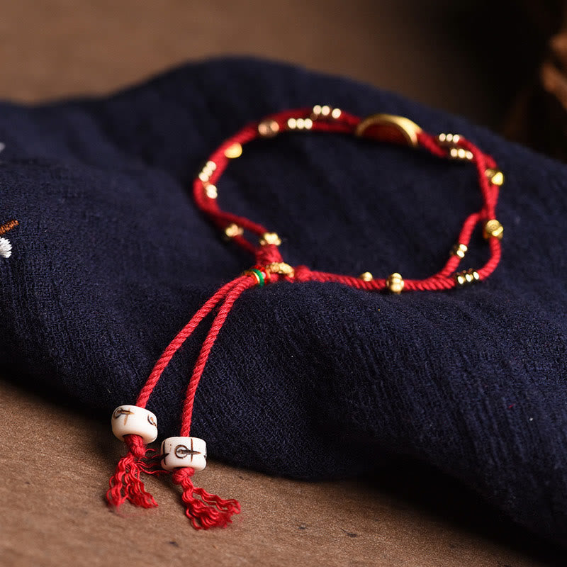 Buddha Stones Handmade Cinnabar Dumplings Design Luck Braided Red Rope Bracelet - image 2