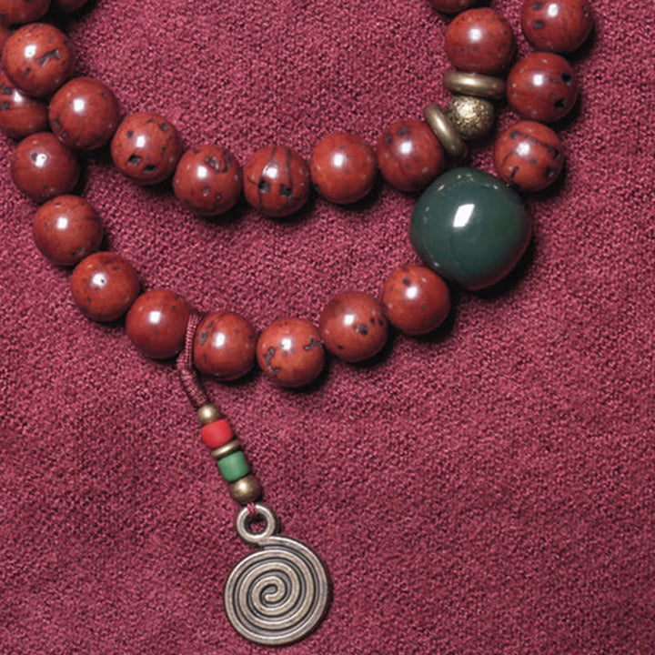 Buddha Stones Bodhi Seed Cyan Jade Copper Peace Luck Bracelet - image 9