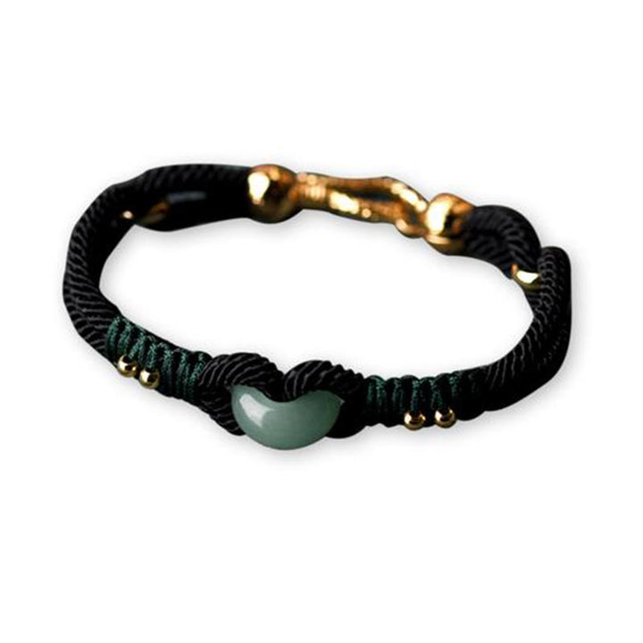 Buddha Stones Tibetan Jade Lucky Black Rope Couple Bracelet - image 2