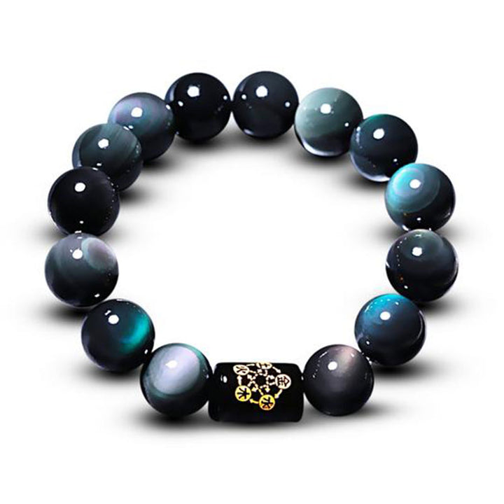 Buddha Stones Natural Rainbow Obsidian Positive Transformation Bracelet - image 0