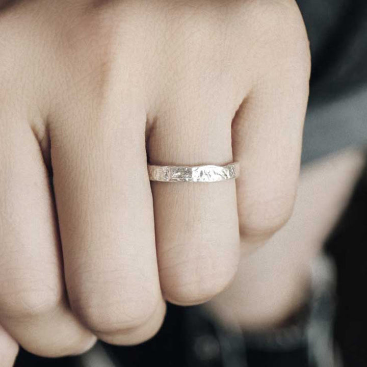 Buddha Stones 925 Sterling Silver Simple Design Blessing Couple Ring - 3mm - image 2