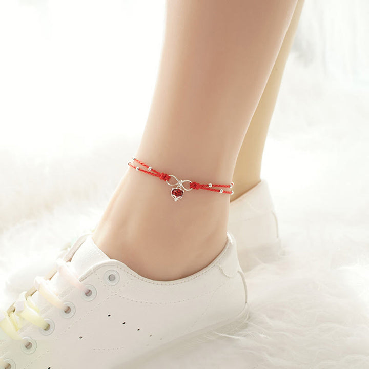 Buddha Stones Love Heart Infinity Symbol Braided String Anklet - image 1
