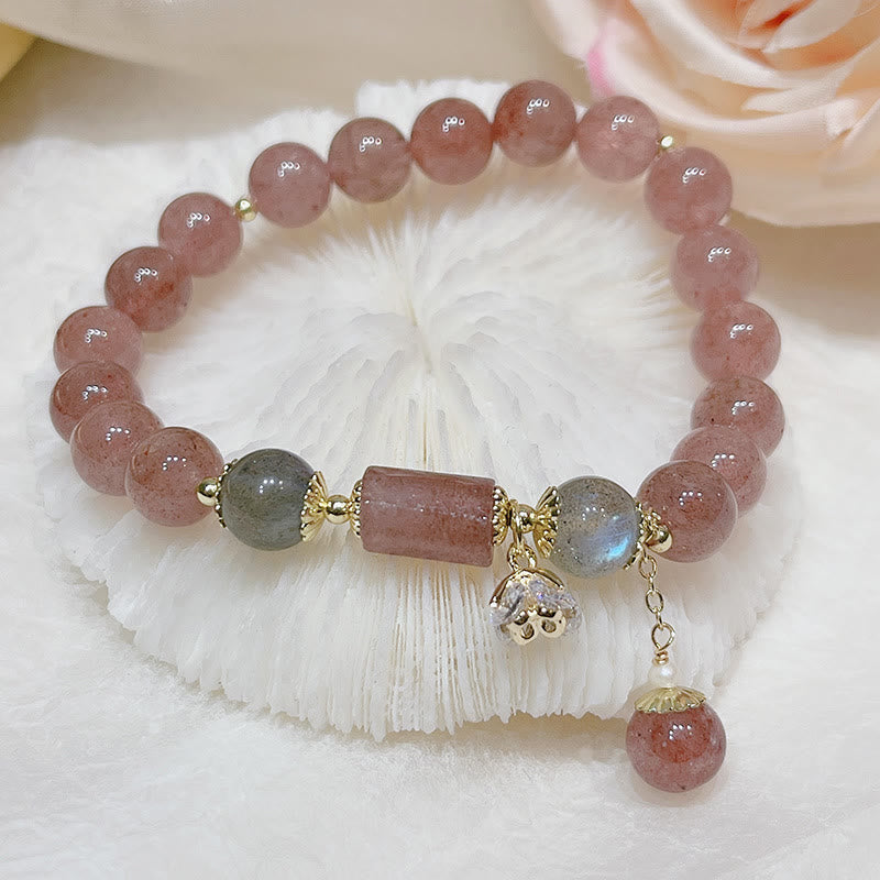 Buddha Stones Natural Strawberry Quartz Moonstone Love Bracelet - image 7