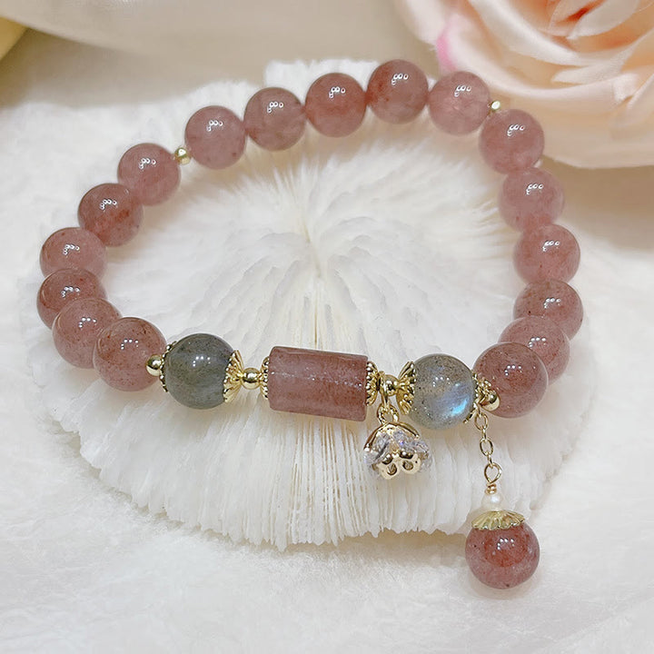 Buddha Stones Natural Strawberry Quartz Moonstone Love Bracelet - image 7