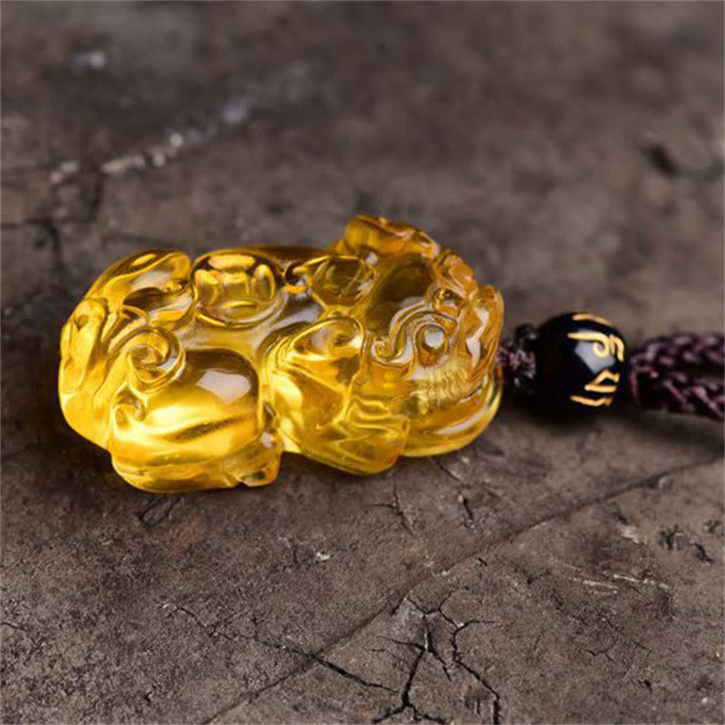 Buddha Stones FengShui Citrine PiXiu Wealth Necklace Pendant - image 4