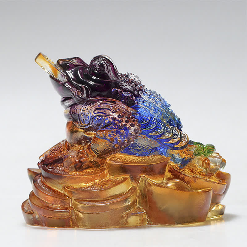Buddha Stones Feng Shui Frog Handmade Liuli Crystal Art Piece Wealth Home Office Decoration - image 5
