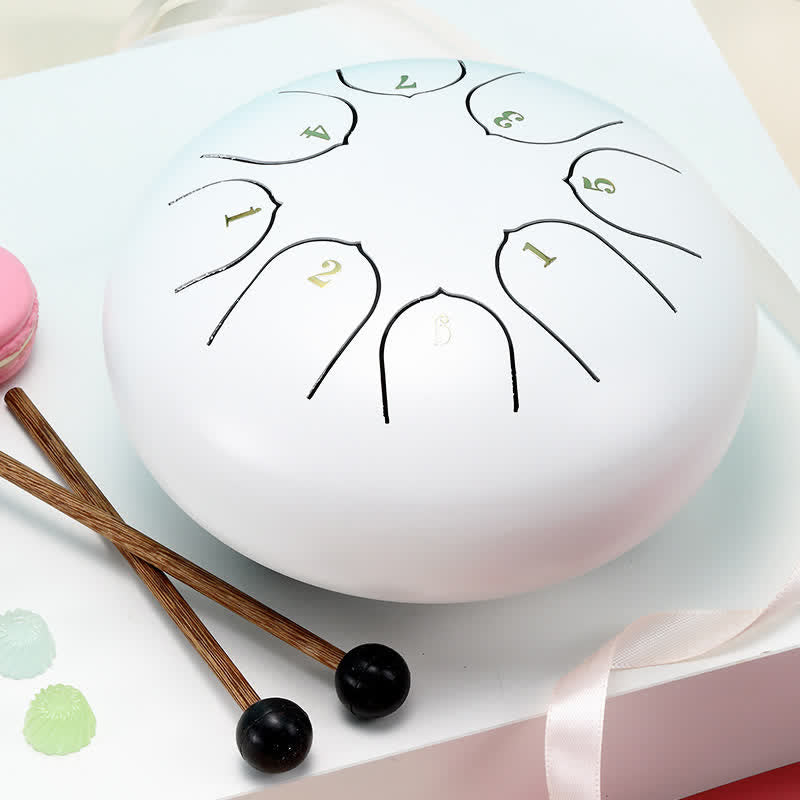 Buddha Stones Steel Tongue Drum Sound Healing Meditation Yoga Drum Kit - White - image 5