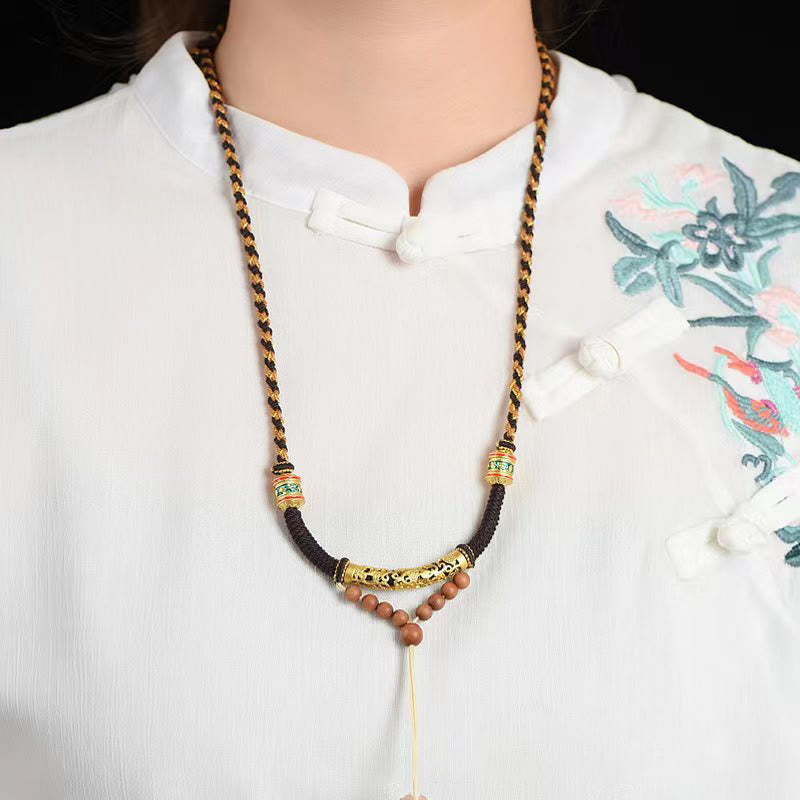 Buddha Stones Tibetan Handmade King Kong Knot Om Mani Padme Hum Prayer Wheel String Necklace Pendant - image 1